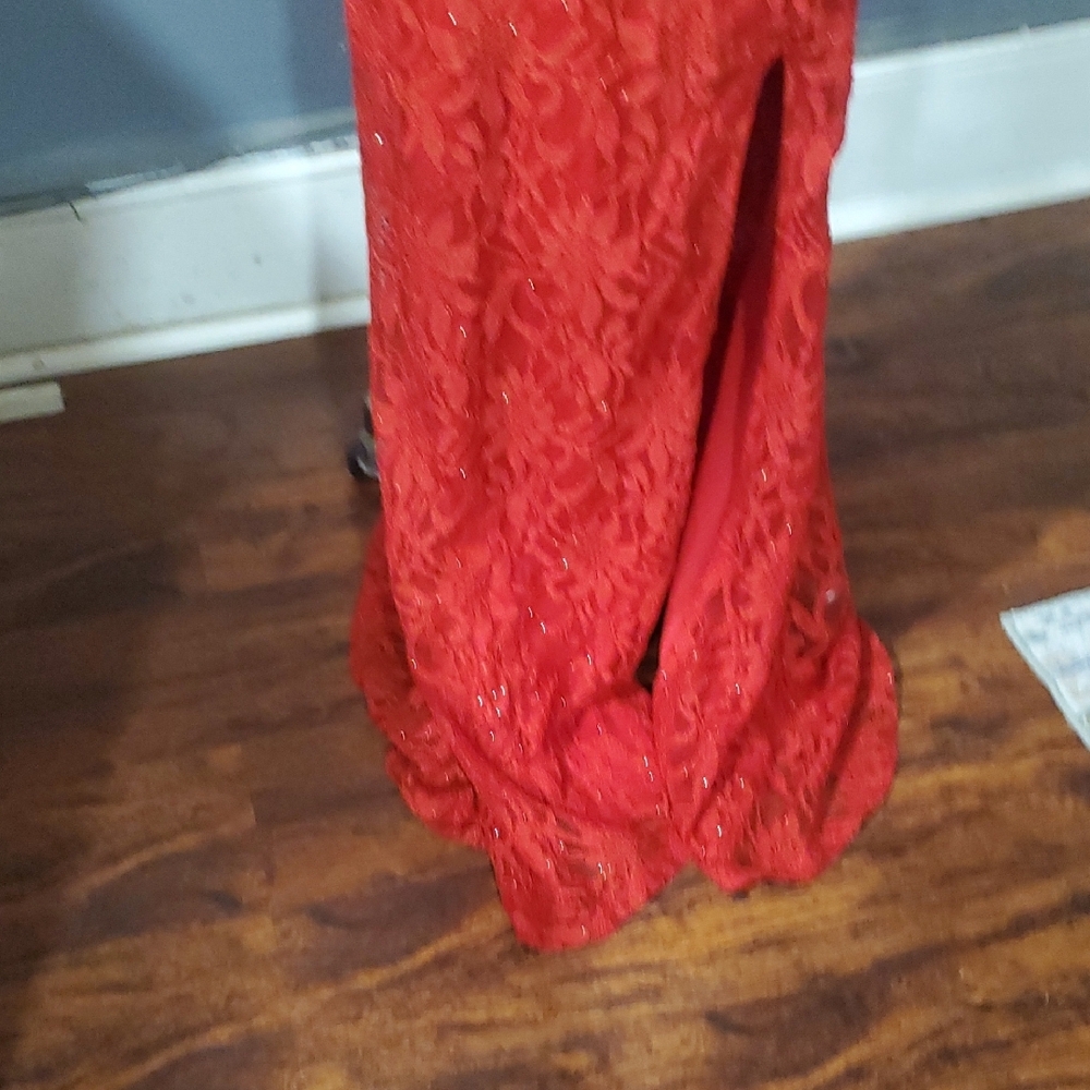 City Triangles Elegant Red Lace Maxi Dress - Picture 4 of 16